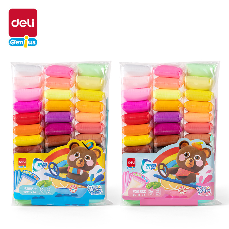 Deli YC111-12 Self-sealing Bag Clay Student Antibacterial Color Mud Handmade DIY Color Ultra-light Plastic Clay