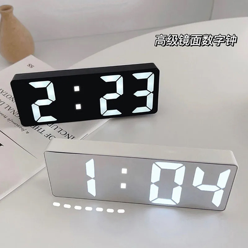LED mirror alarm clock, multi-functional clock makeup mirror alarm clock, battery and plug-in dual use