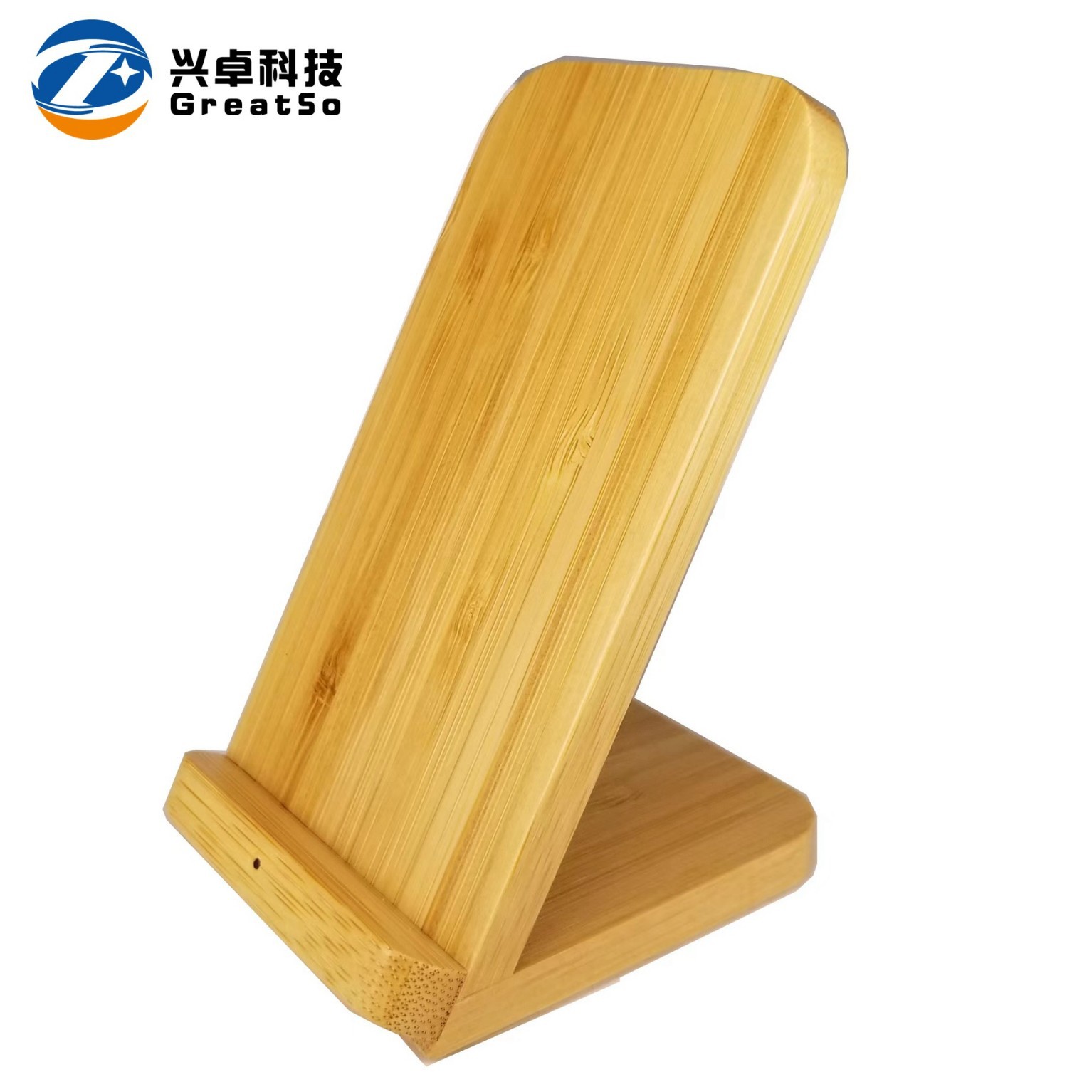 Eco-friendly bamboo wood wireless charger phone stand vertical wooden bamboo wireless charger 10W/15W
