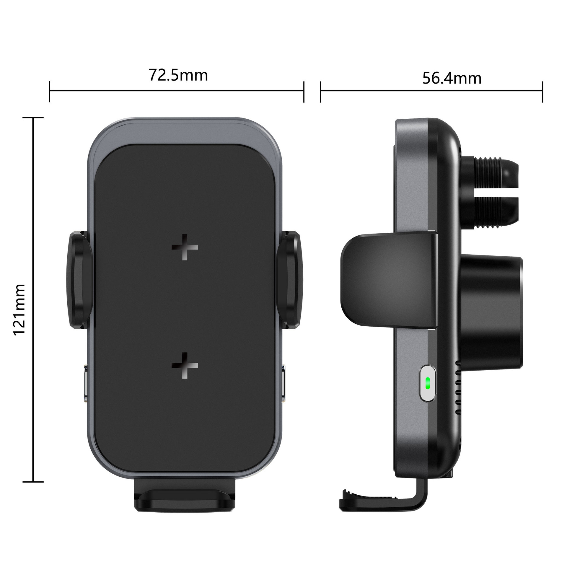 Patent private mold wireless car charger 15W Qi KC certified fast charging car mount dual coil
