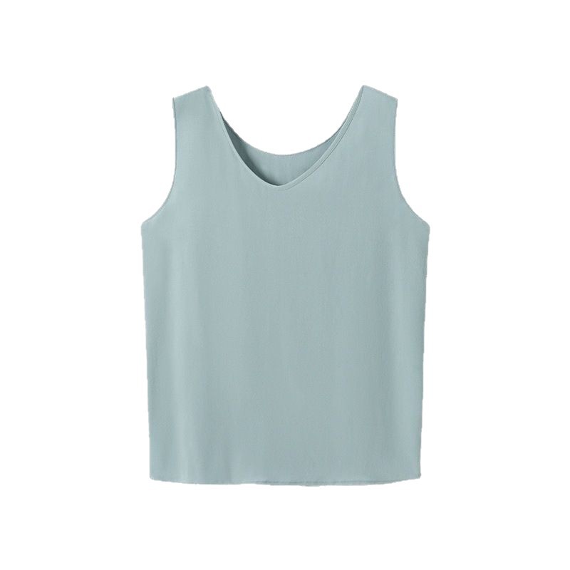 New Sandwashed Double Crepe Silk Vest for Women Casual Inner Wear Pullover Base Layer Loose Mulberry Silk Sleeveless V-Neck Top