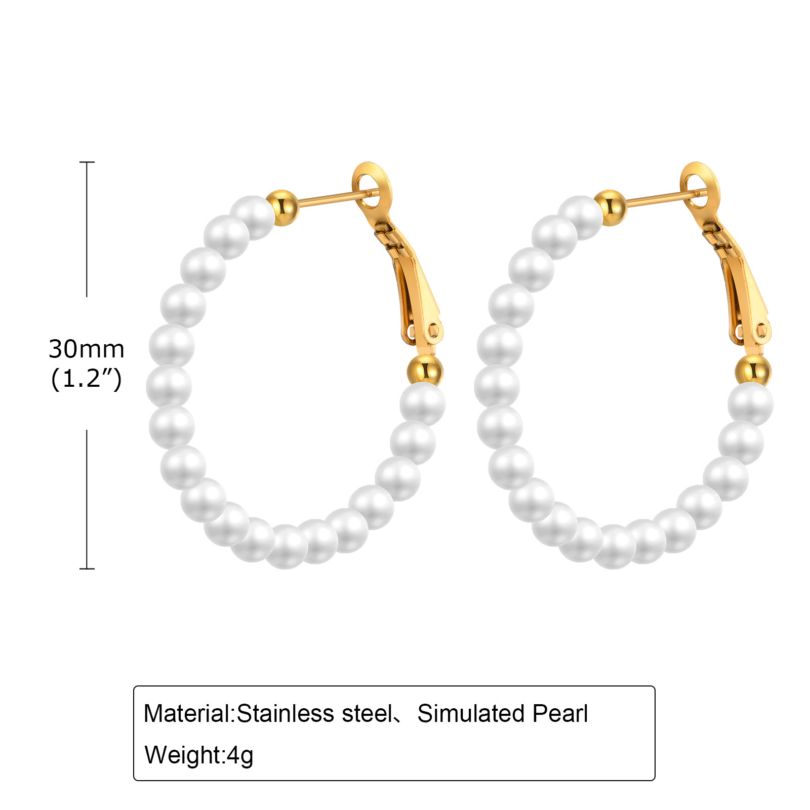 Stainless Steel Accessories Imitation Pearl C-Shape Earring Titanium Steel Earring Accessories Style Women's Gold Ear Stud