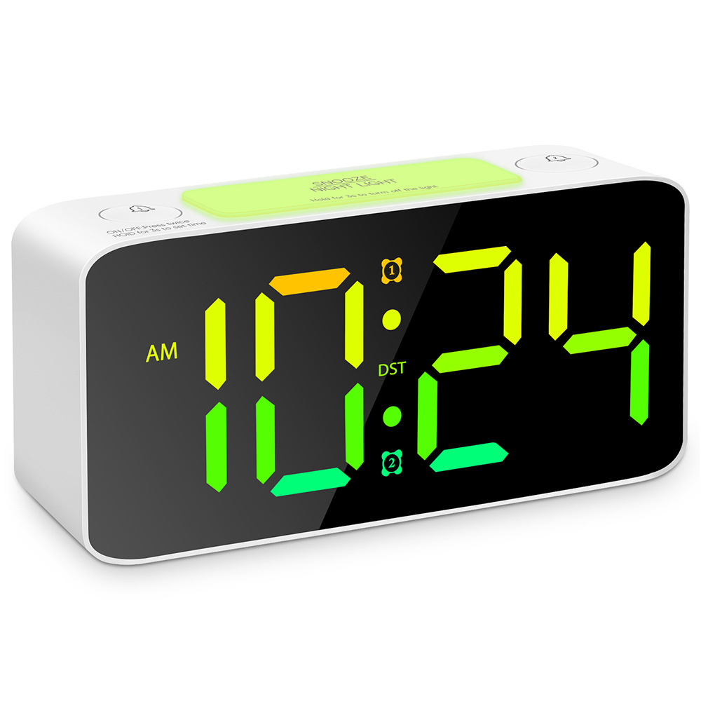 RGB large character large screen super loud LED clock student alarm clock table clock 15 color changing screen clock 10 minute alarm