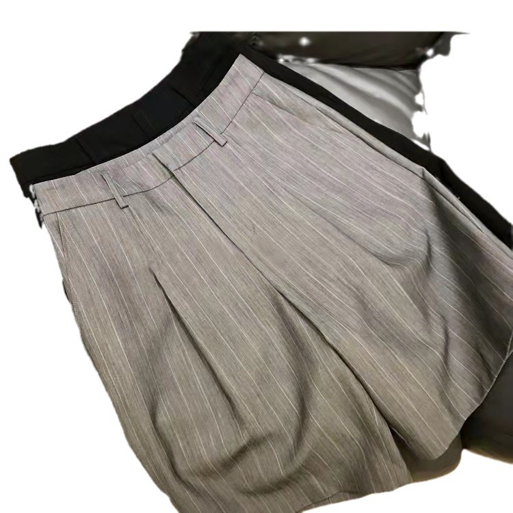 Casual suit pants high waist straight leg shorts women summer five-tenths pants plus size loose thin mid-length pants