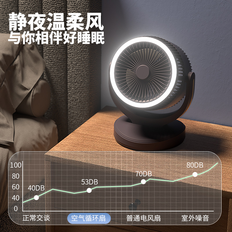 New USB Charging Air Circulation Fan Desktop Lamp Tabletop Household Dormitory Small Electric Fan