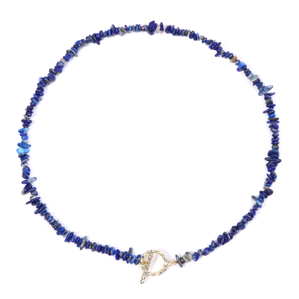Crushed stone necklace for women irregular artificial stone beads OT clasp unisex necklace accessory