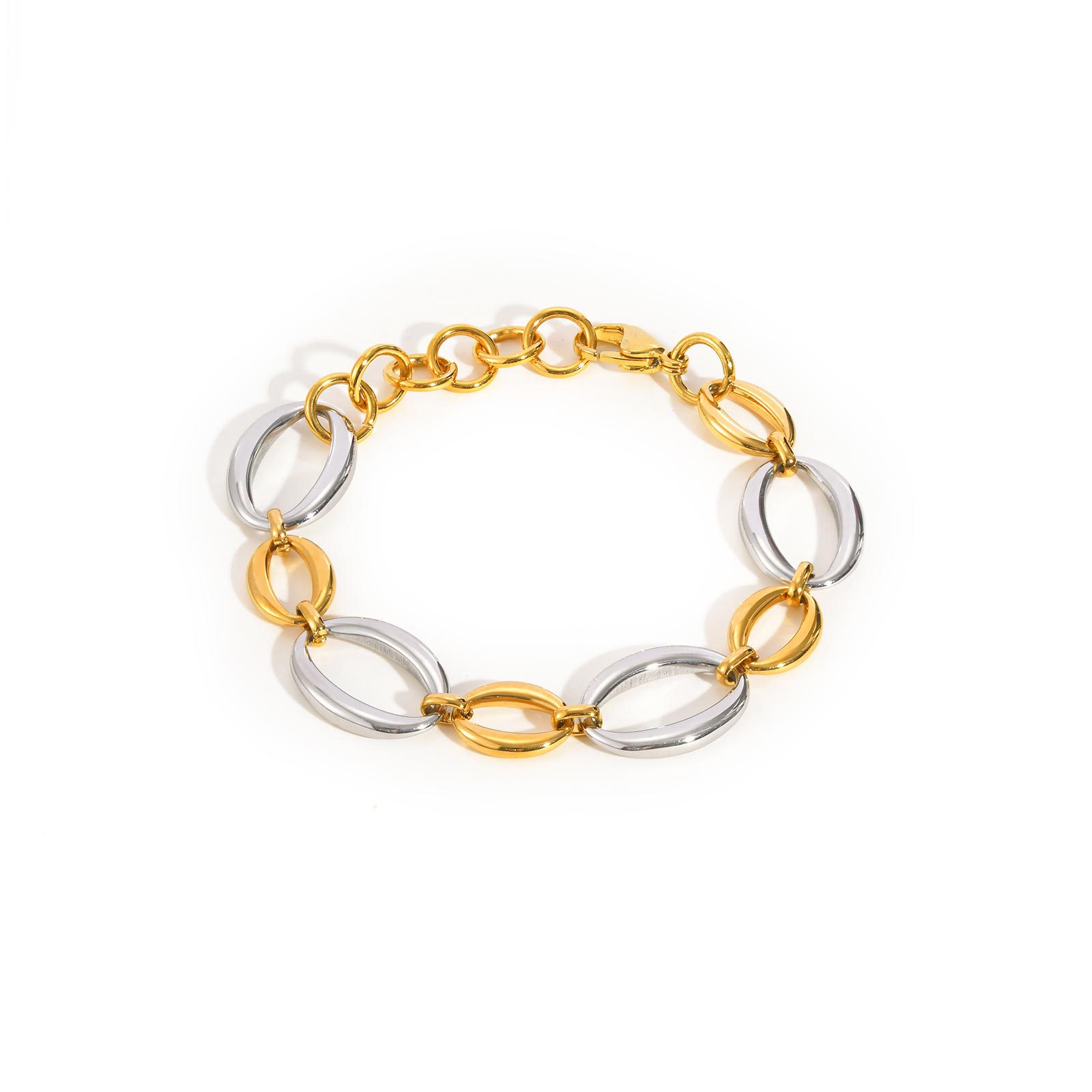 Original Huanmu Trading Women's Stainless Steel Large Chain Geometric Bracelet Gold Steel Color Simple Hand Jewelry