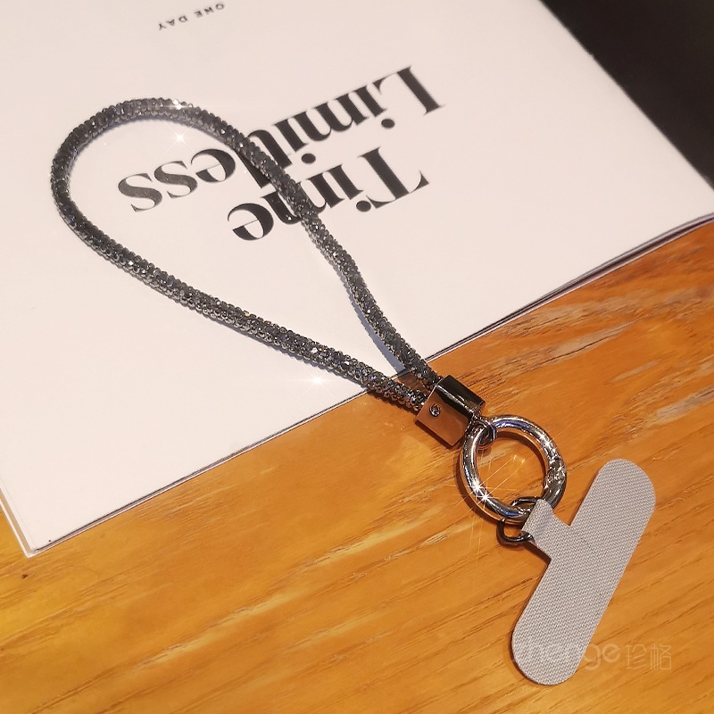 Phone strap long neck short wrist rhinestone women's luxury full diamond hanging chain clip type anti-loss