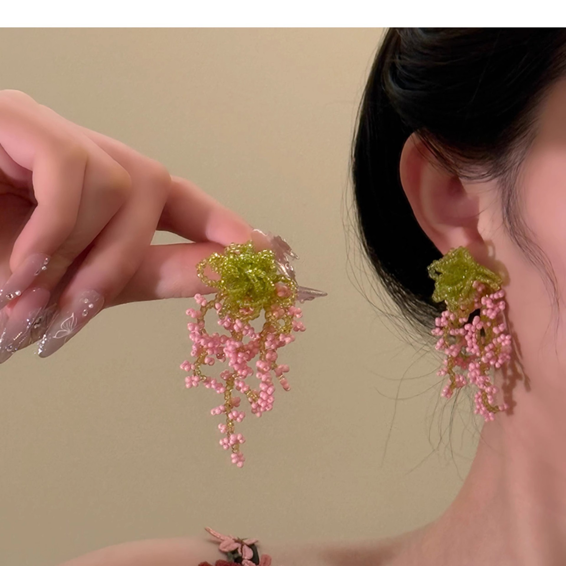 Spring Letter forest sweet bead flower earrings 2025 new ear accessories women ear studs
