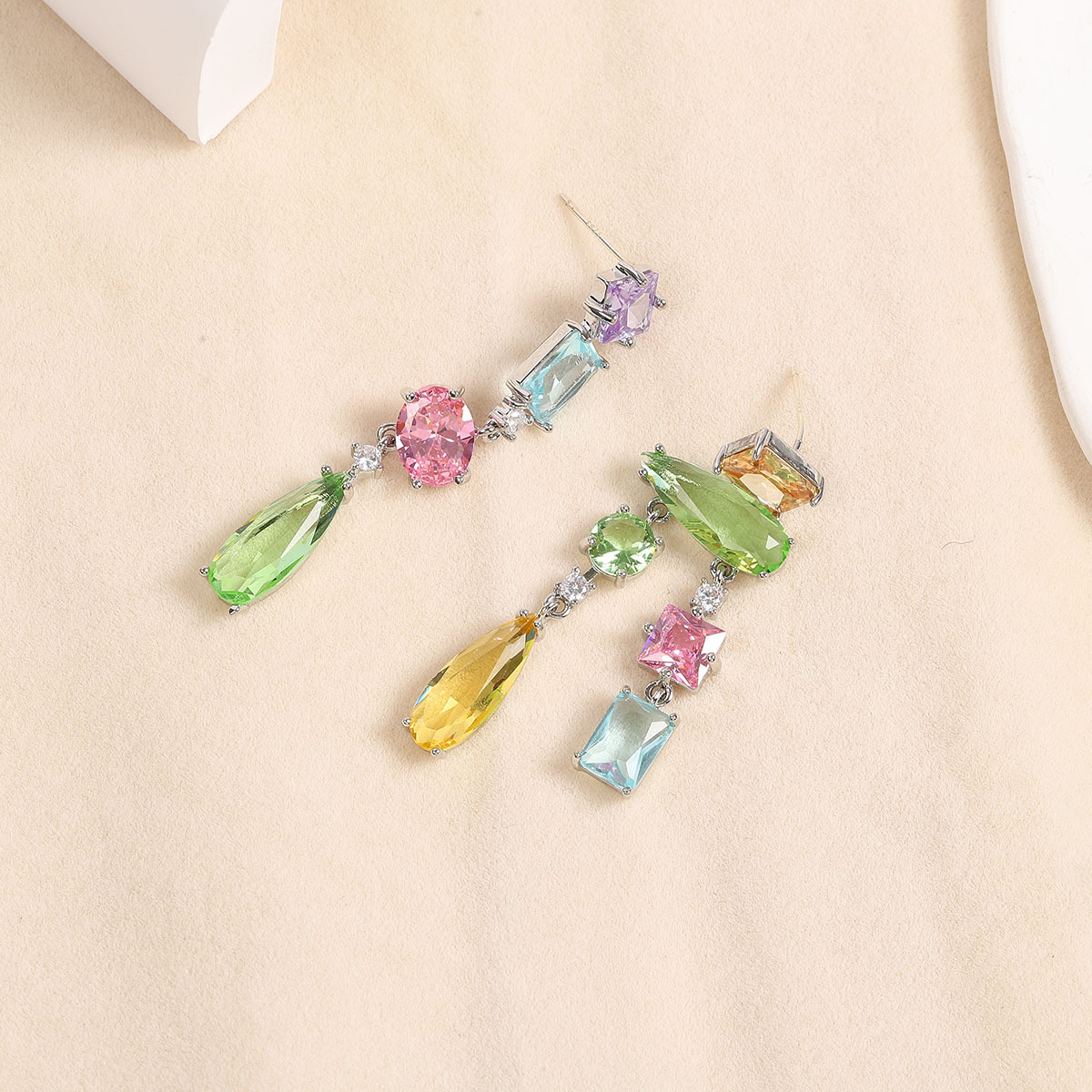 Natural elegant accessories colorful irregular zircon earrings stud earrings for women