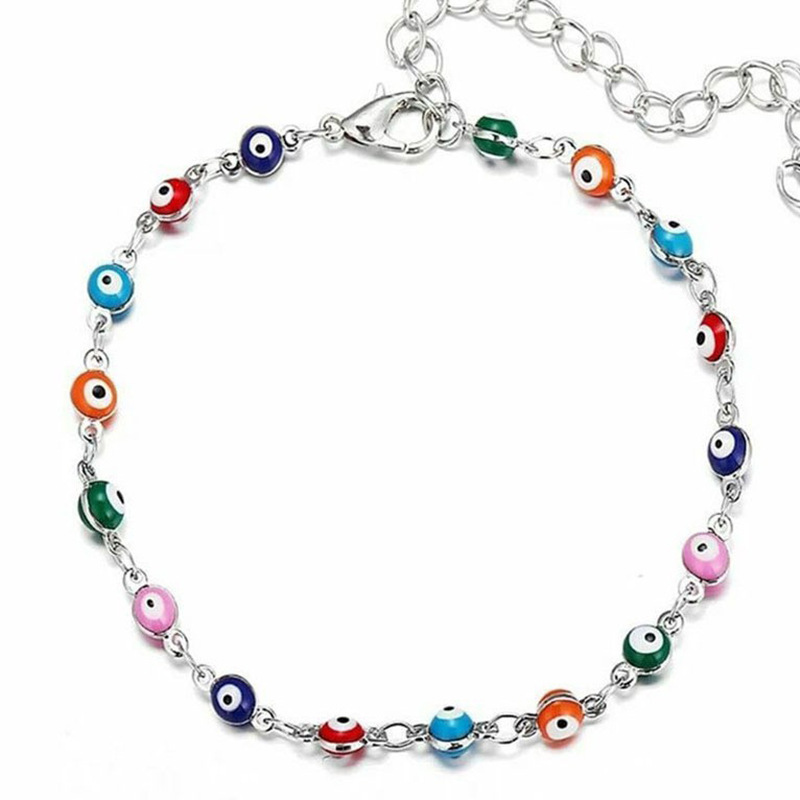 Rongshang Colorful Oil-Drop Eye Handmade Anklet for Women Women's Beach Anklet Accessory