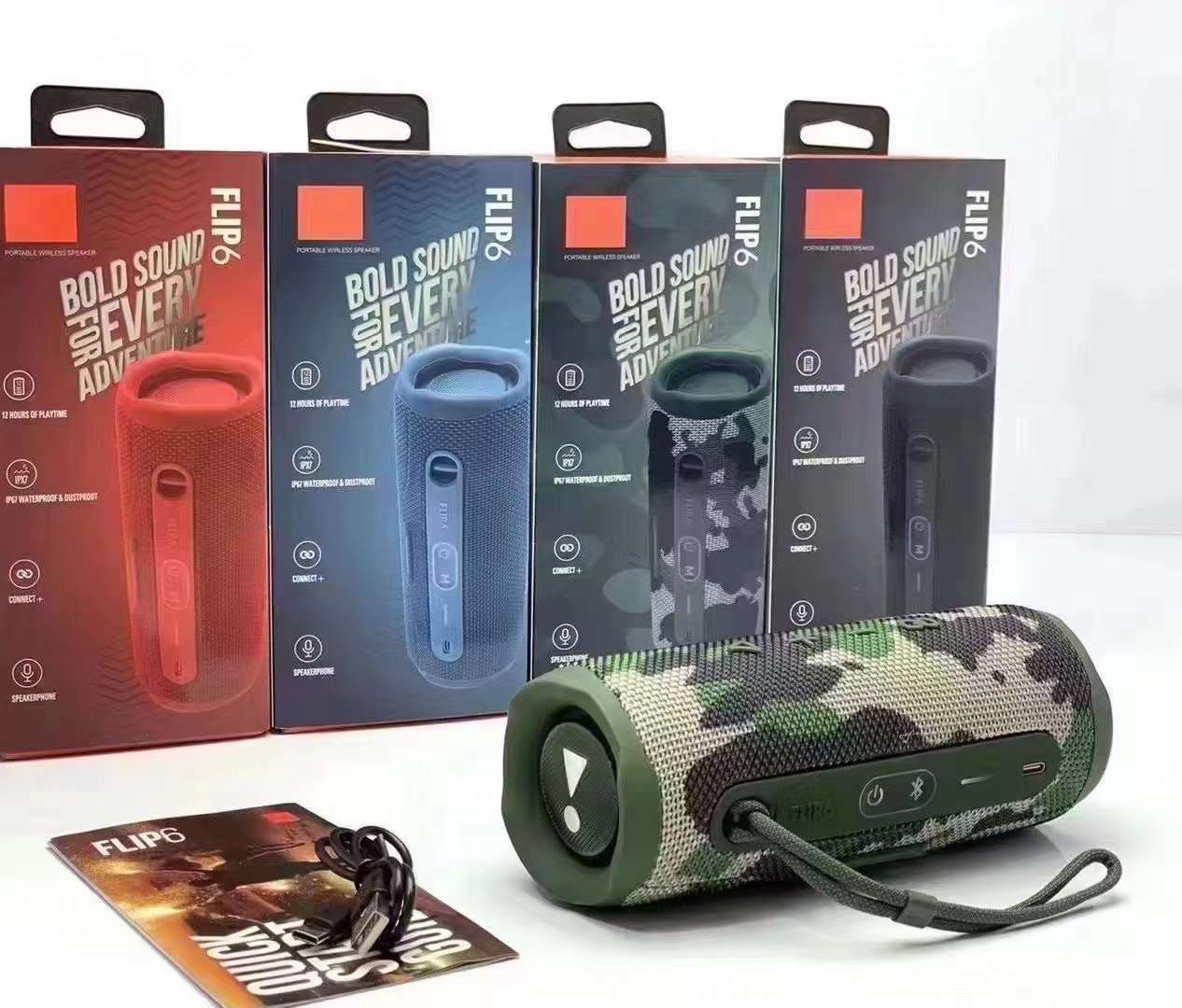 JB Top FLIP6 Kaleidoscope 6th Gen Wireless Bluetooth Speaker Subwoofer Outdoor TWS Mini Speaker