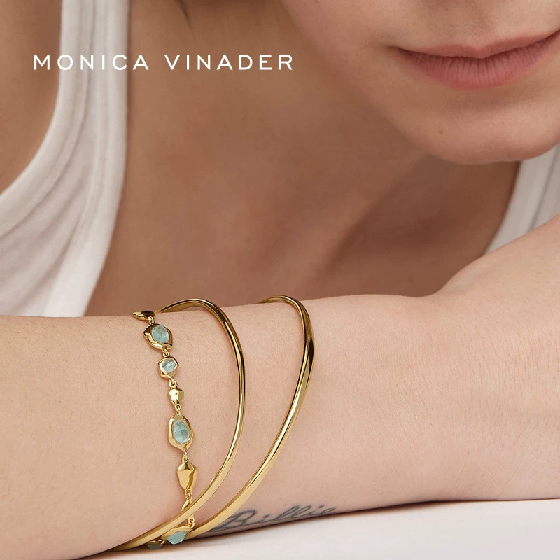 Monica Flowing Light Gem Natural Aquamarine Niche Gift Bracelet New