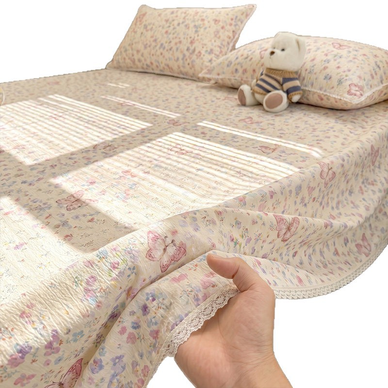 Class A mother-infant grade double-layer gauze bed sheet single piece summer children dormitory quilt cover pillowcase three-piece set non-cotton pure cotton 3