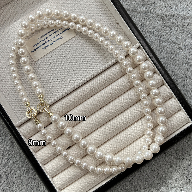 Natural deep sea shell pearl necklace women's small collarbone chain beads