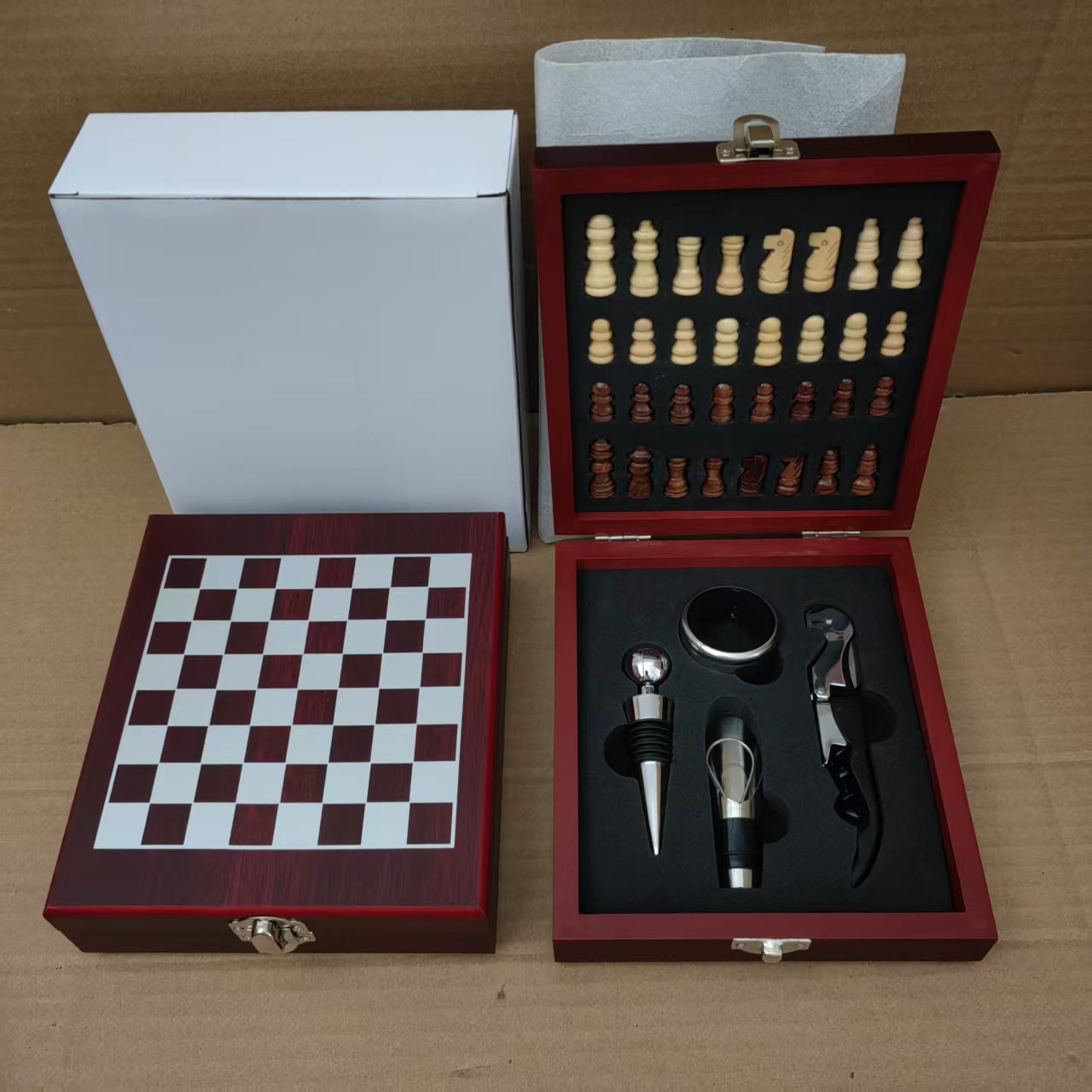 Red Wine Tool Set Red Wine Opener Wine Stopper Wine Pourer Wine Ring Gift Box Wooden Box Wine Packaging