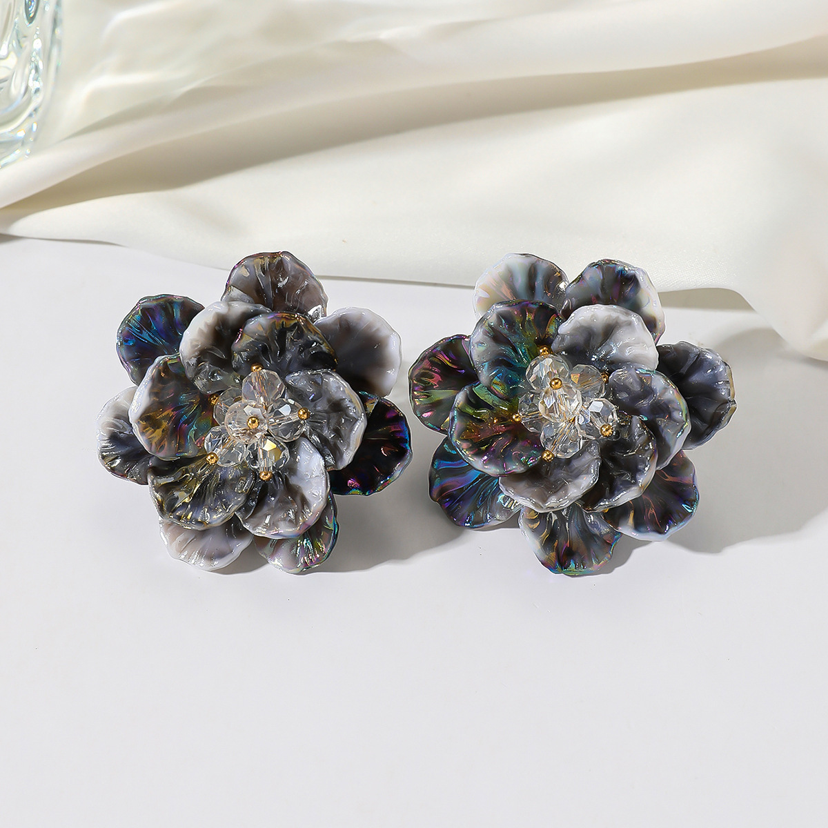 High-quality fresh and sweet colorful resin petal flower dopamine adjustable ring