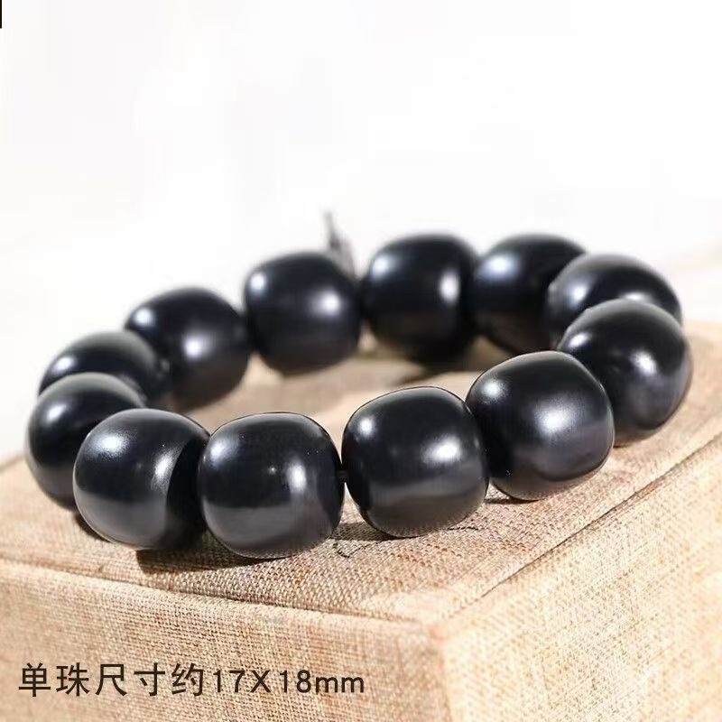 Xinjiang Tianyu Bracelet Black Jade Old Style Beads Couple Bracelet Pure Black Mutton Fat Jade Round Beads Live Broadcast