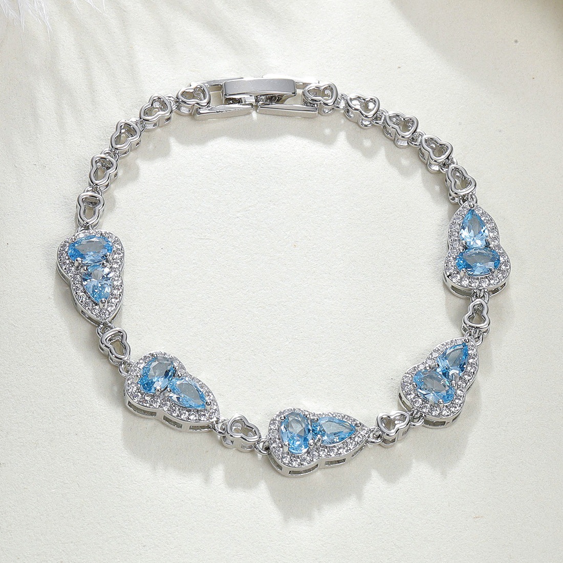 New Light Sea Blue Spinel Inlaid Gourd Bracelet New Chinese Style Colorful Gemstone Synthetic Ruby Green Nano Bracelet