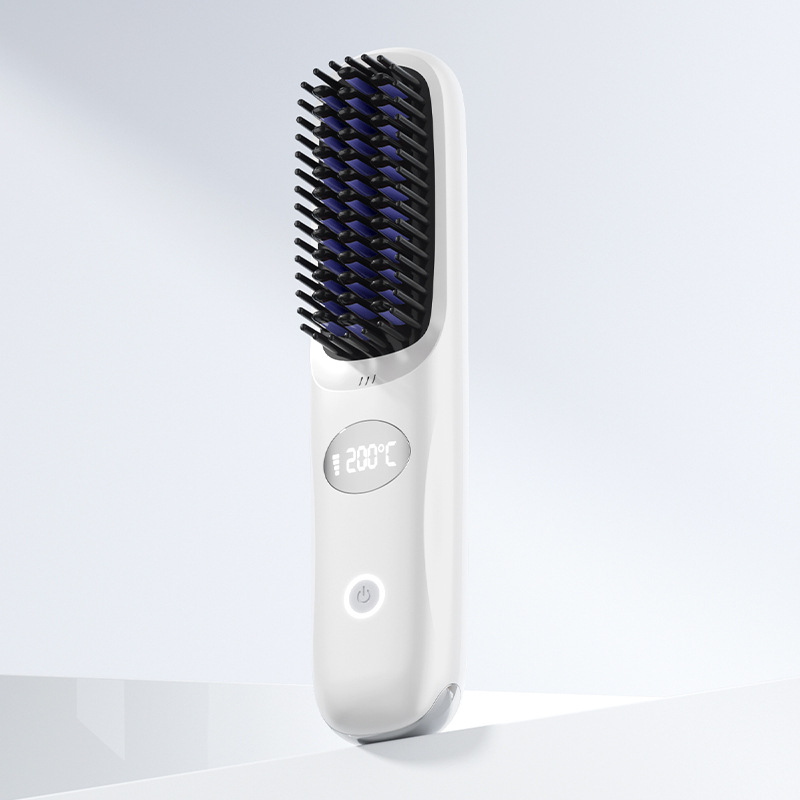 New straightening comb rechargeable ceramic heating comb non-damaging straightener wireless portable curling iron