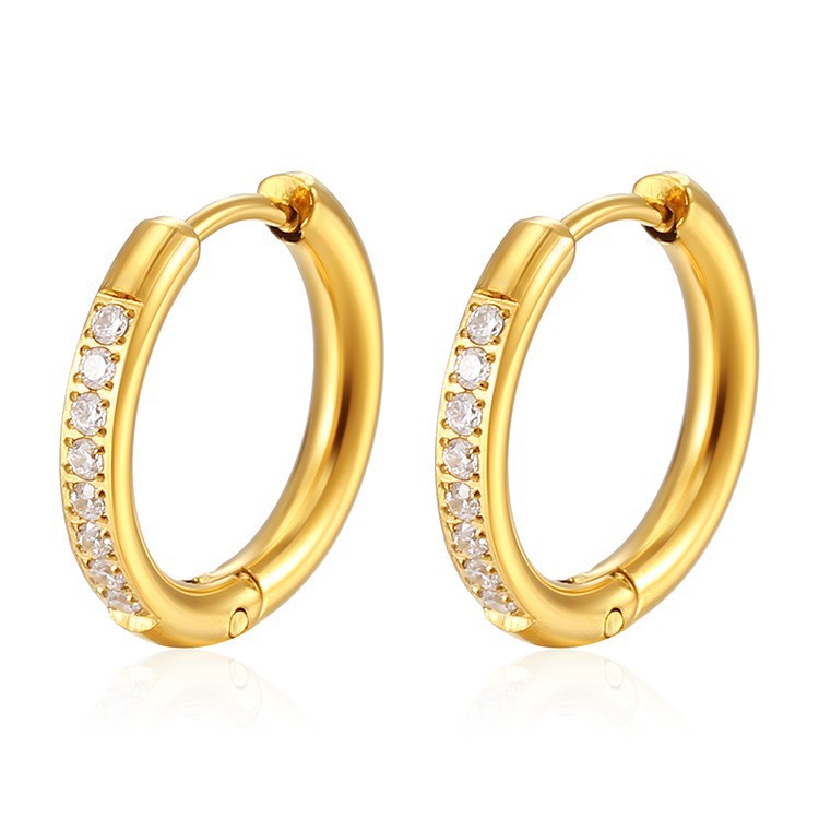 Glue diamond stainless steel earrings for women, set with zircon ear clips, ear accessories