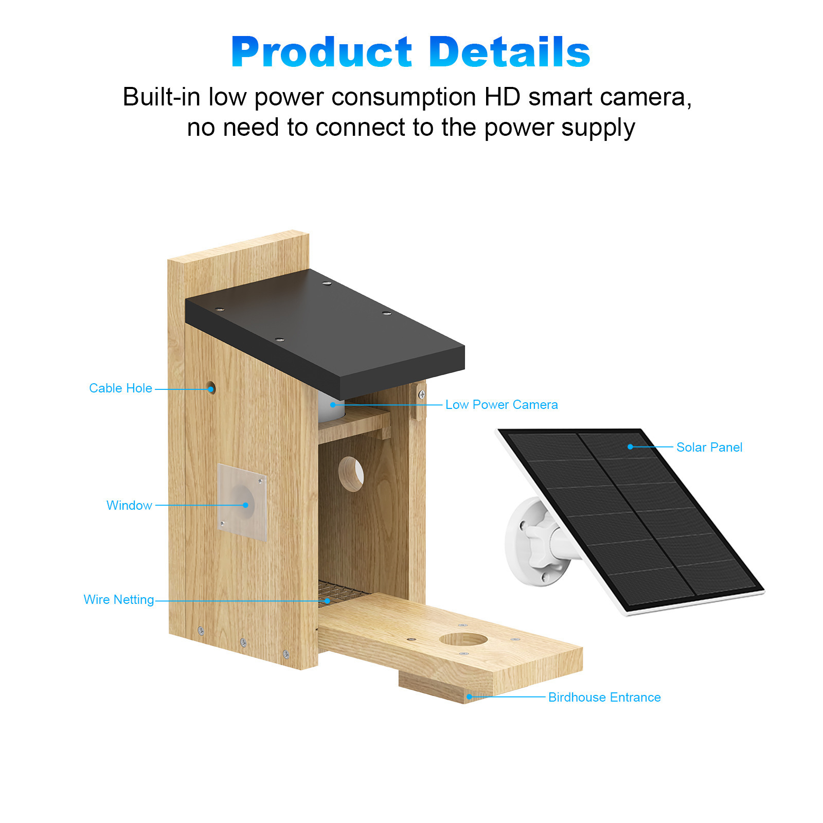 Solar Smart Visual Bird Nest/Birdhouse/Bird Nest With Low Power Camera Bird Incubation House