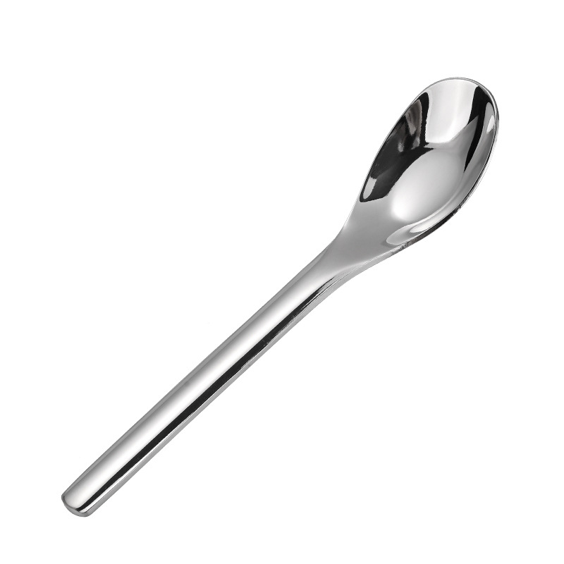 316L stainless steel ingot spoon, long handle coffee stirring spoon, dessert spoon, flat bottom spoon, household thickened spoon