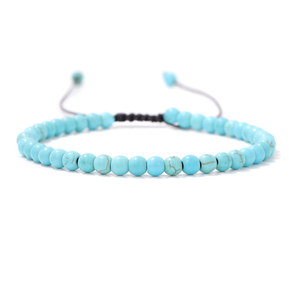 4mm stone bead handmade woven bracelet simple adjustable drawstring women's bracelet