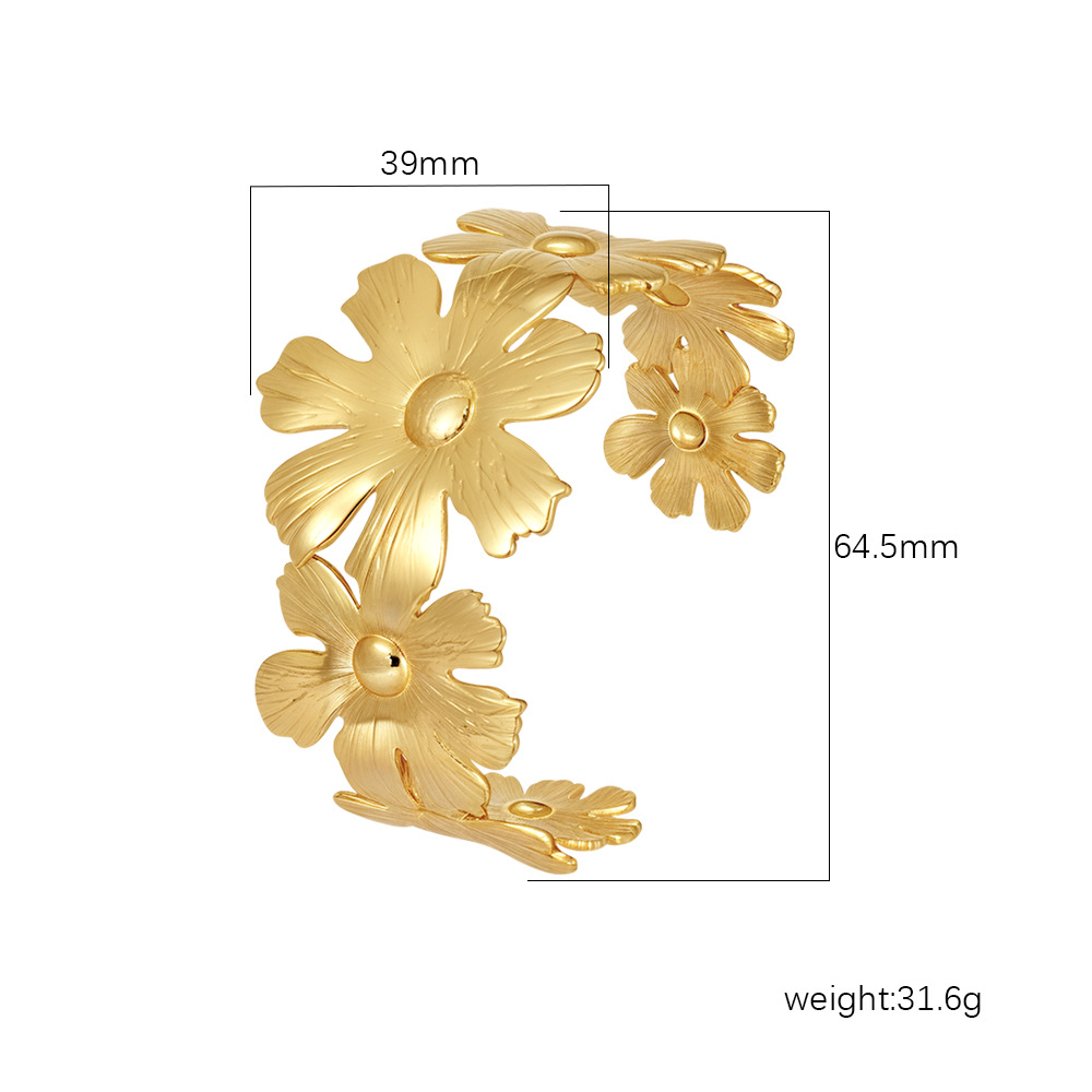 Exclusive stainless steel open bangle for women, C-shaped oil-pressed bracelet accessory