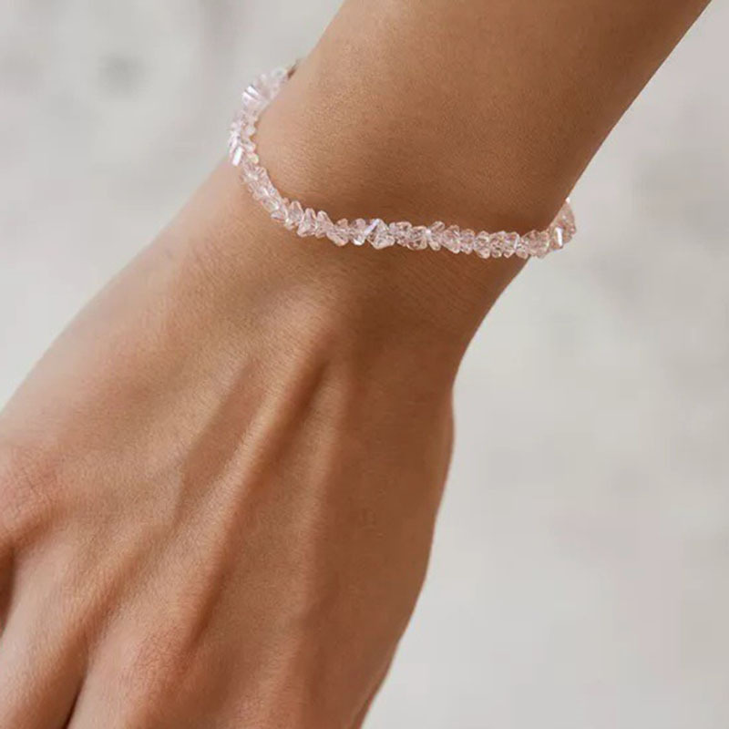 Rongshang Faceted Triangular Crystal Glass Beaded Bracelet for Women Sparkling Hand Ornament for Women Accessory