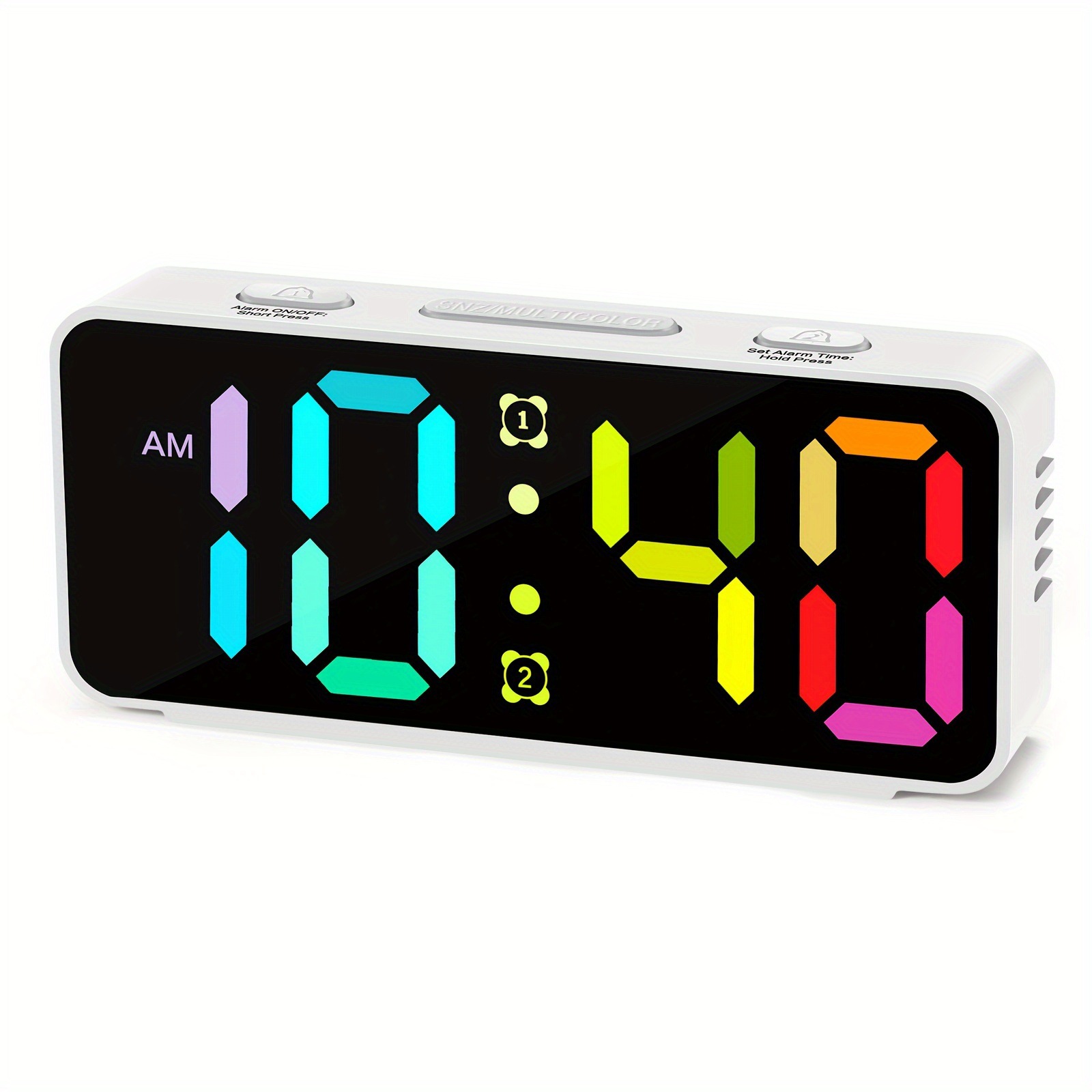 2024 RGB mirror 15 color screen color changing large sound large character alarm clock