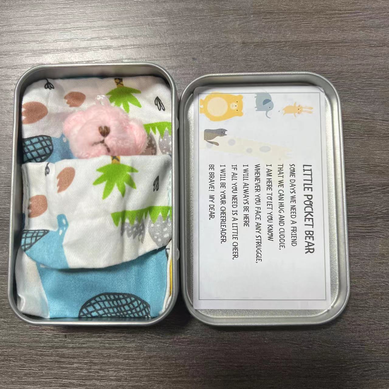 New Teddy Bear in a Tin Box Plush Mini Bear Toy Gift Souvenir