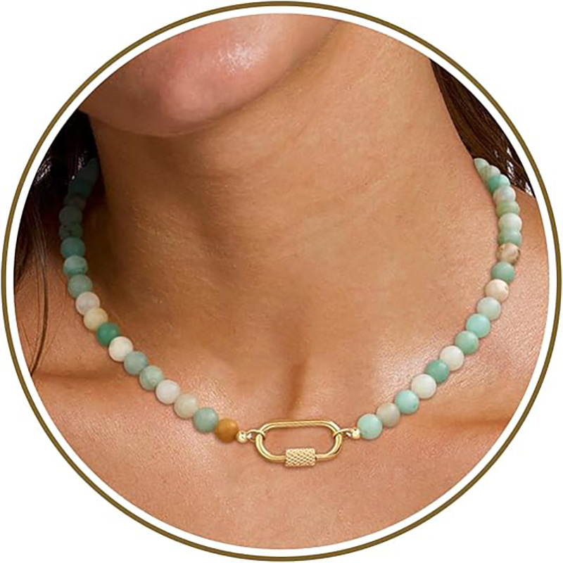 2026 Natural Stone Bead Necklace New Simple Collarbone Chain