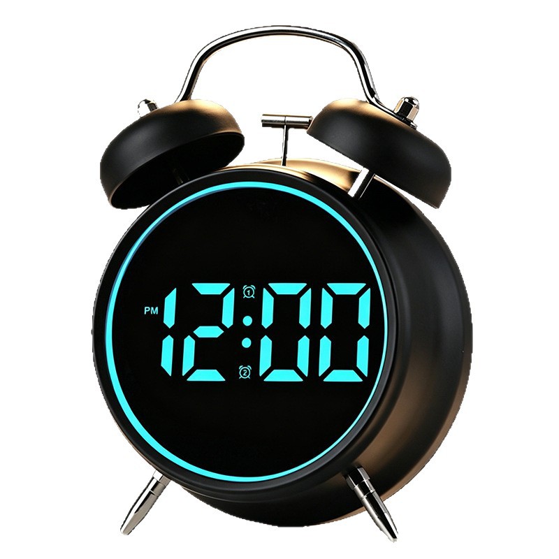 New bedroom electronic display ringing alarm clock super loud sound LED metal simple electronic clock