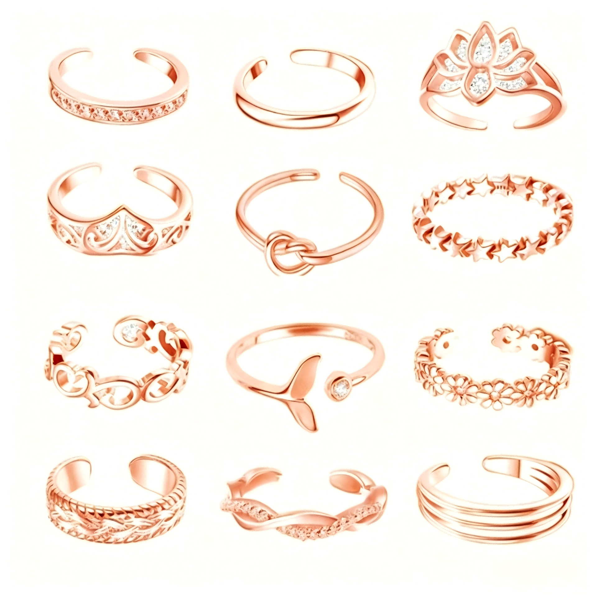 Beach Alloy Toe Ring Adjustable Heart Star Moon Open Accessories