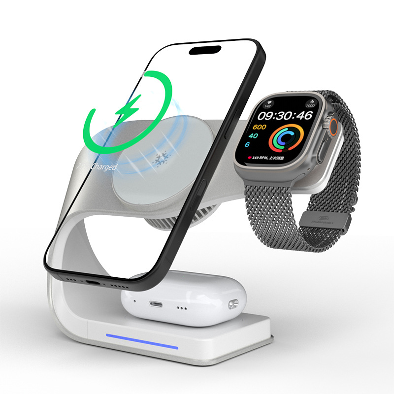 MagSafe Magnetic Wireless Charger 15W Compatible with Apple Earphones Phone Watch 3-in-1 Wireless Charger