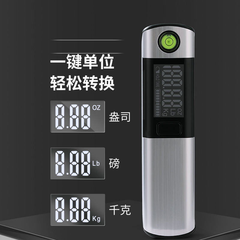 Special stainless steel electronic luggage scale 50KG with level bubble tape measure multi-purpose portable electronic hanging scale