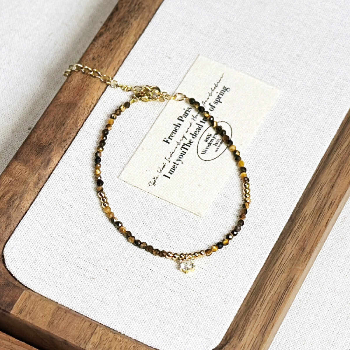 Small Natural Black Spinel Spacer Bead Necklace Tiger Eye Beaded Collarbone Chain Simple Necklace Women