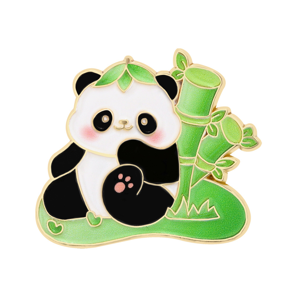 Panda Bouquet Badge Cute Cartoon Animal Flower Chengdu Tourist Gift Brooch Clothing Hat Accessory