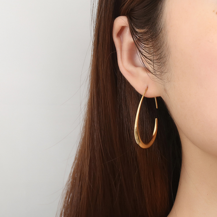 Egg-shaped stainless steel ear cuffs for women, earrings ear accessories