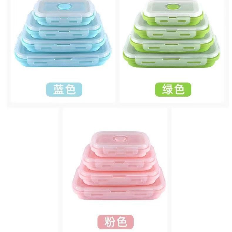 Food-grade folding silicone storage box, microwaveable lunch box, portable sealed meal box