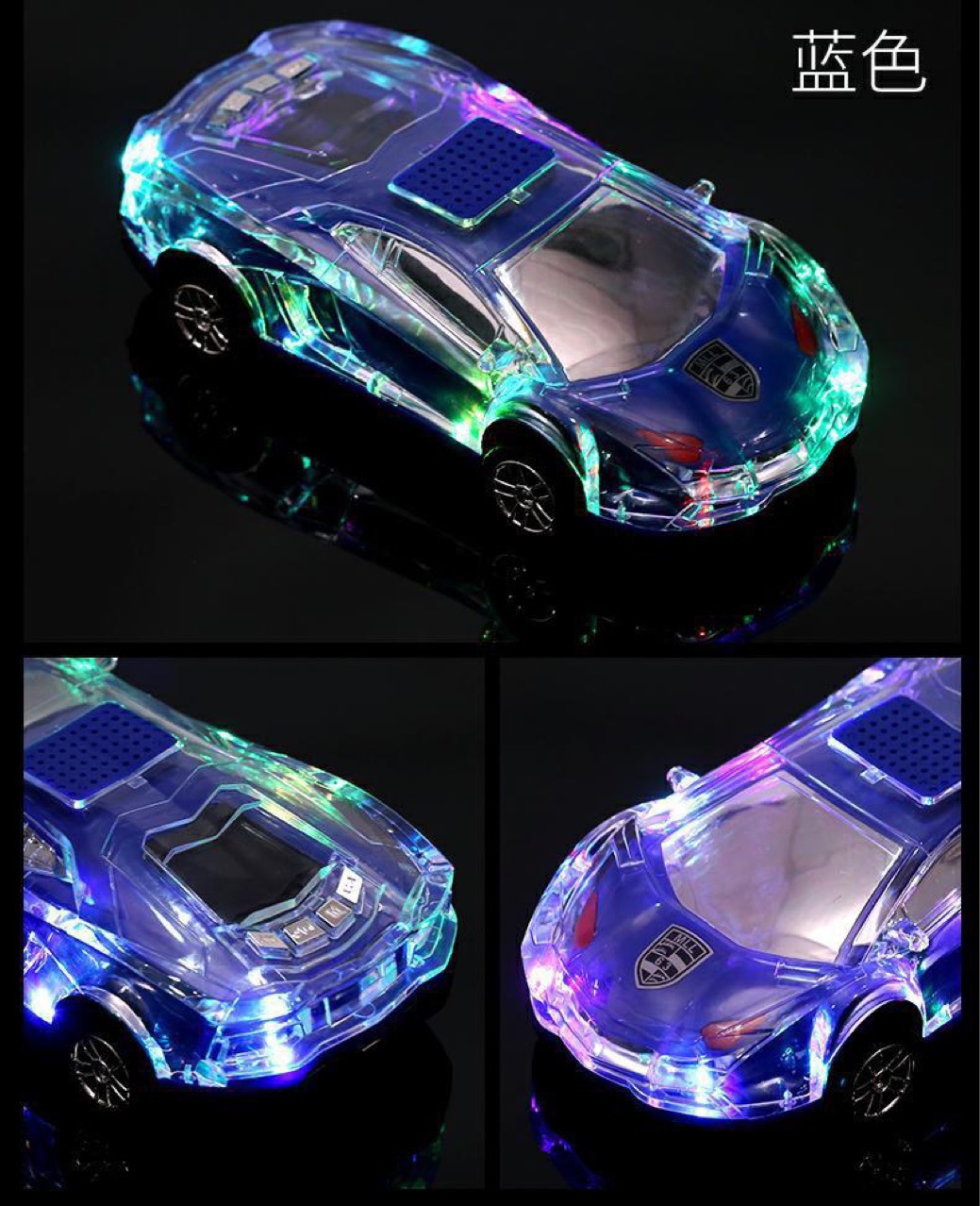 Colorful Crystal Car Model Bluetooth Speaker, Subwoofer, Car TF Card Audio, Lamborghini Phone Computer Player