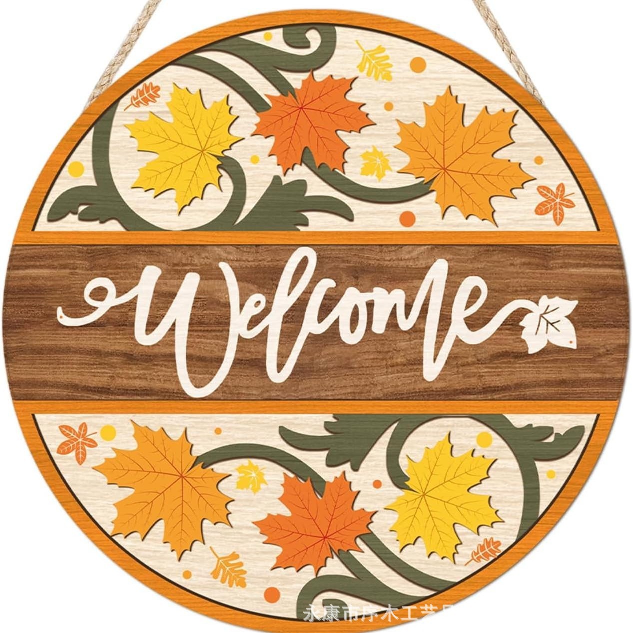 Autumn Thanksgiving Flat Print Wooden Pumpkin Wreath Harvest Festival Courtyard Decoration Craft