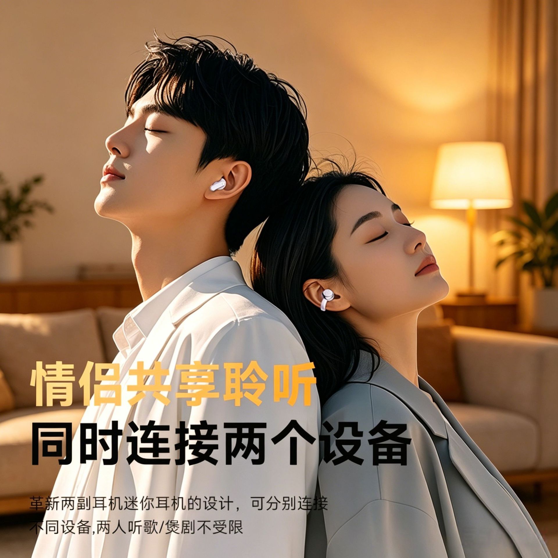 Q9-Q10TK New Couple 2-in-1 Bluetooth Earphones In-ear Clip-on Private Mold Wireless Earphones
