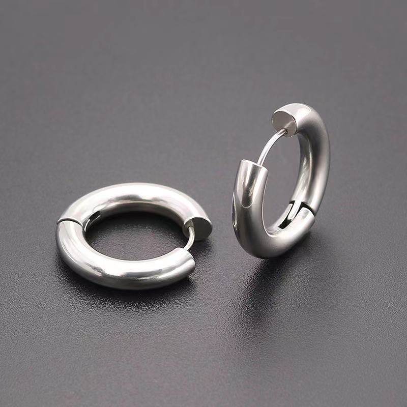 Simple 18K gold-plated hoop earrings for women, geometric stainless steel accessories
