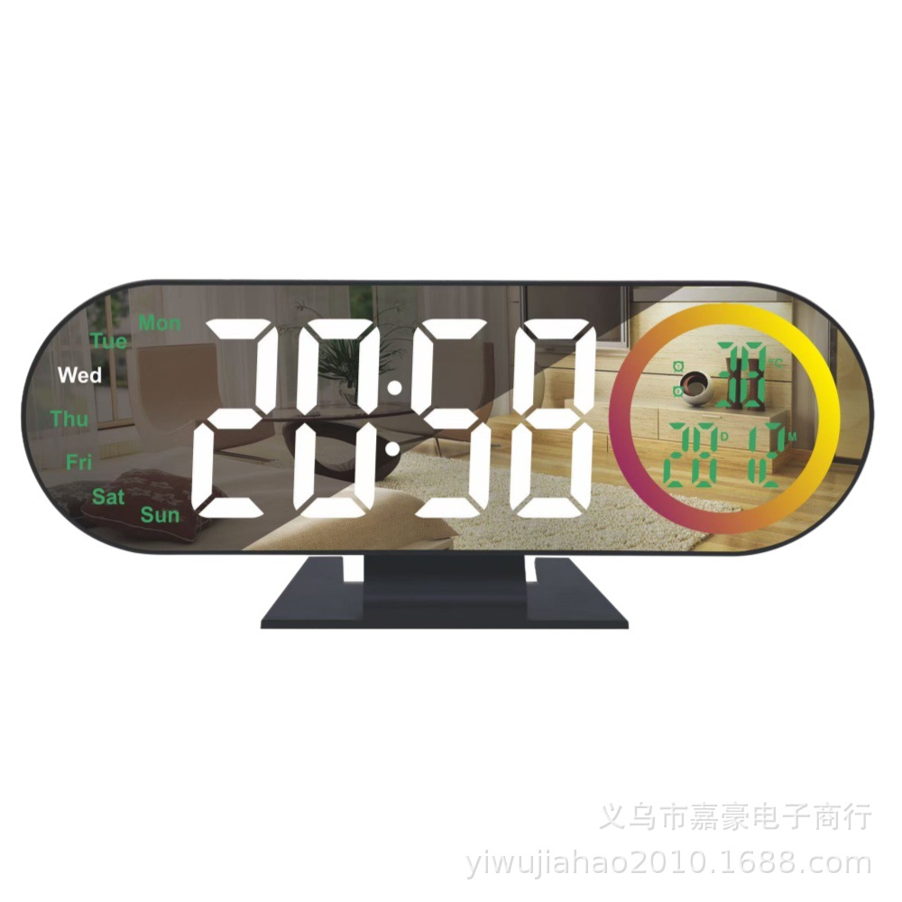 New Colorful Clock Living Room Clock Large Screen LED Digital Alarm Clock Timer Mirror Electronic Clock