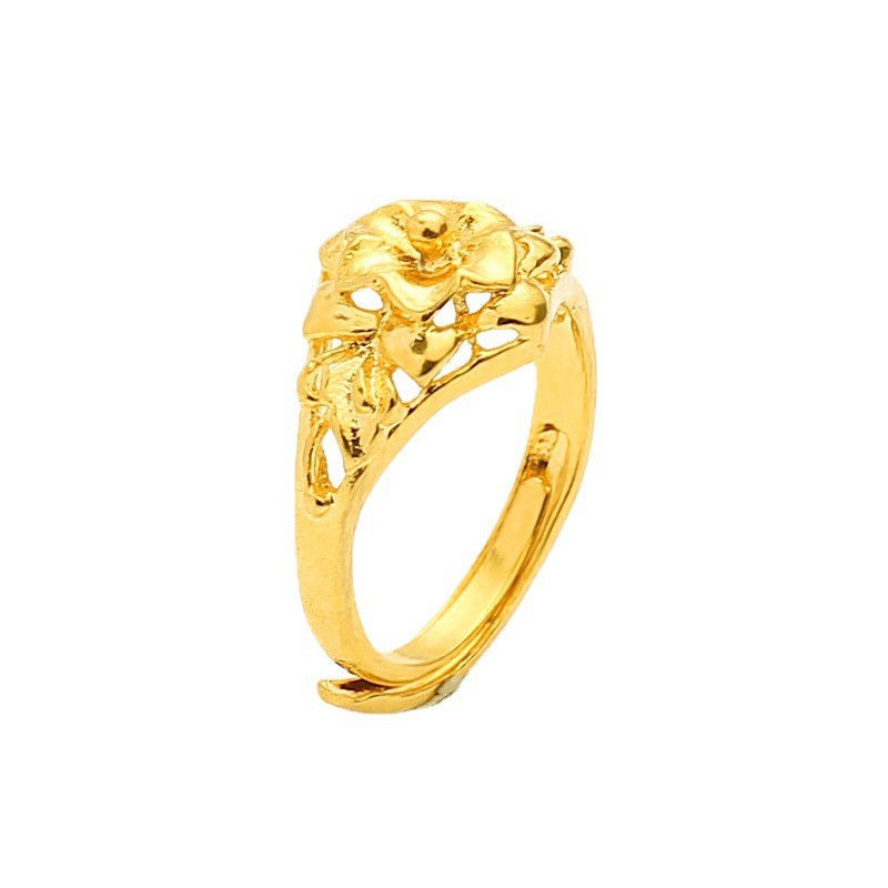 18K women's ring open flower ring copper gold-plated ring women imitation gold plum blossom multi-purpose practical small gift