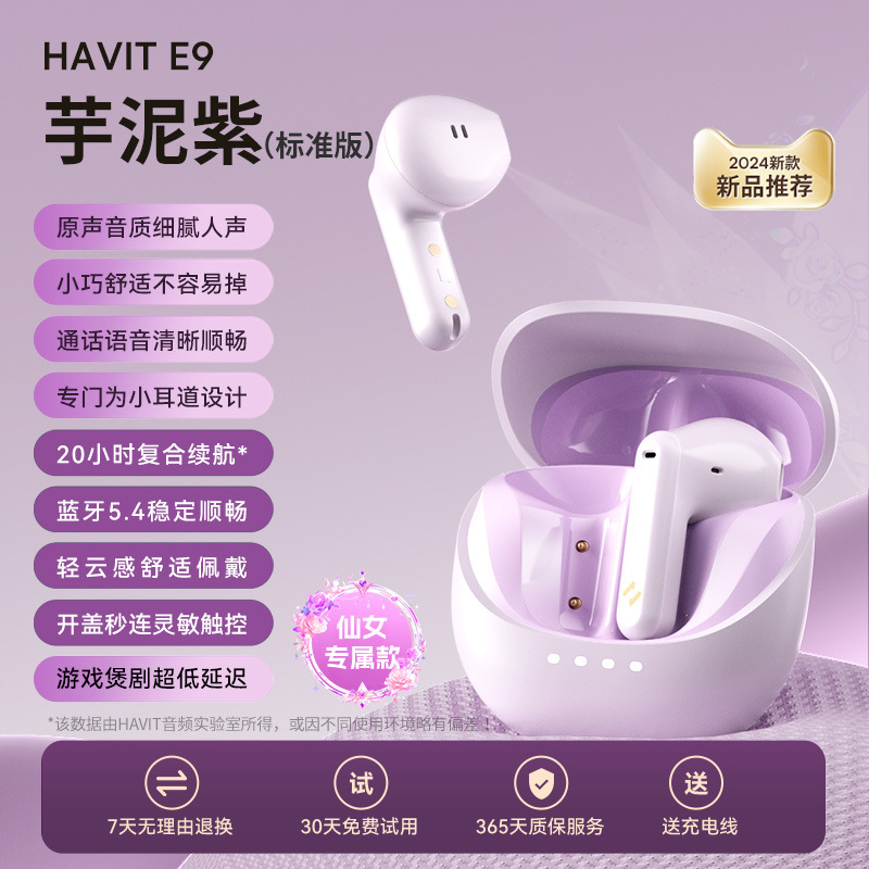 havit E9 Bluetooth Earphones Semi-in-ear Ultra-long Battery Life ENC Noise Cancellation Bluetooth Earphones Large Capacity