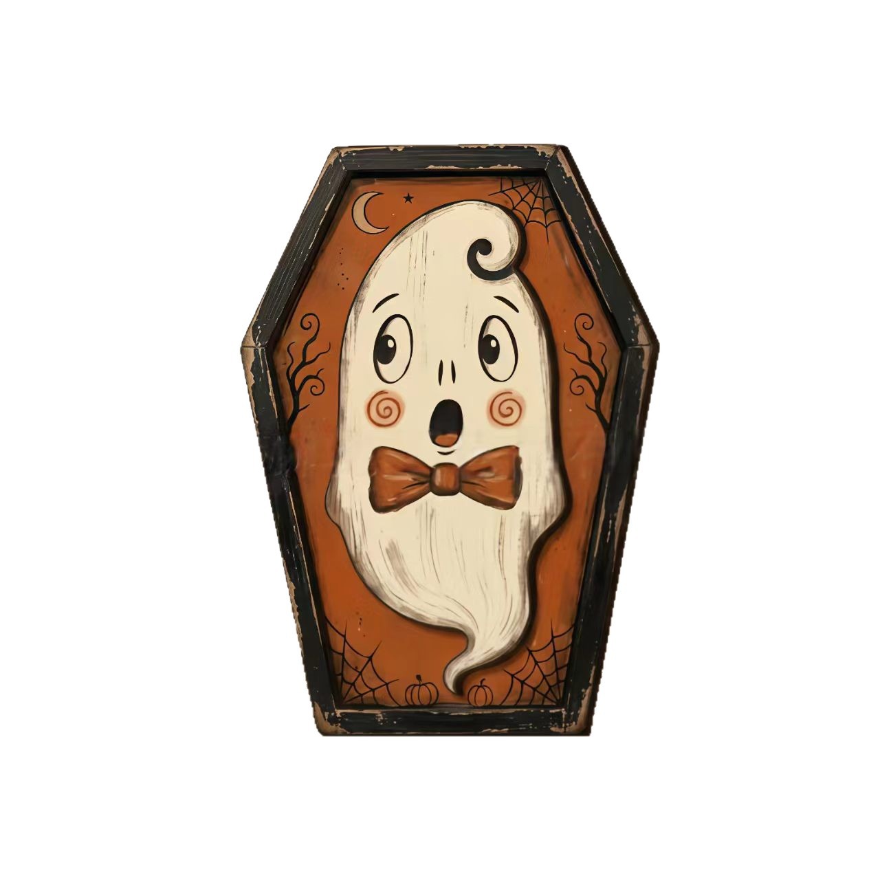 Halloween Wooden Ornament Double Layer Frame Three-Dimensional Wooden Sign Pumpkin Ghost Skeleton Bat Tabletop Decoration