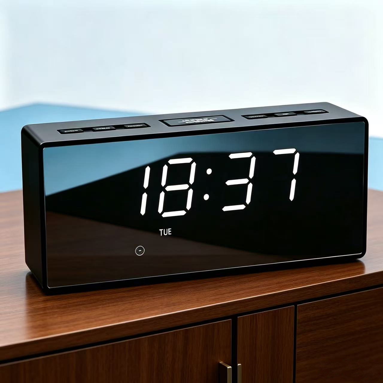 LED mirror clock, electronic clock, multifunctional countdown digital clock, student bedside alarm clock, night-light desk clock